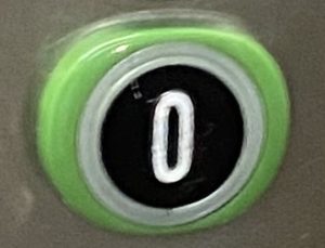 Кнопка поста приказа "0" F6-LENS черная с металлическим ободком (красная подсветка), Wittur