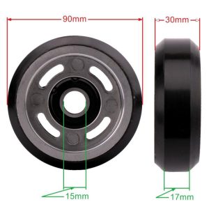 Ролик башмака кабины/противовеса D=90мм, подшипник 6202Z, ширина 30мм, ширина полосы контакта 15мм